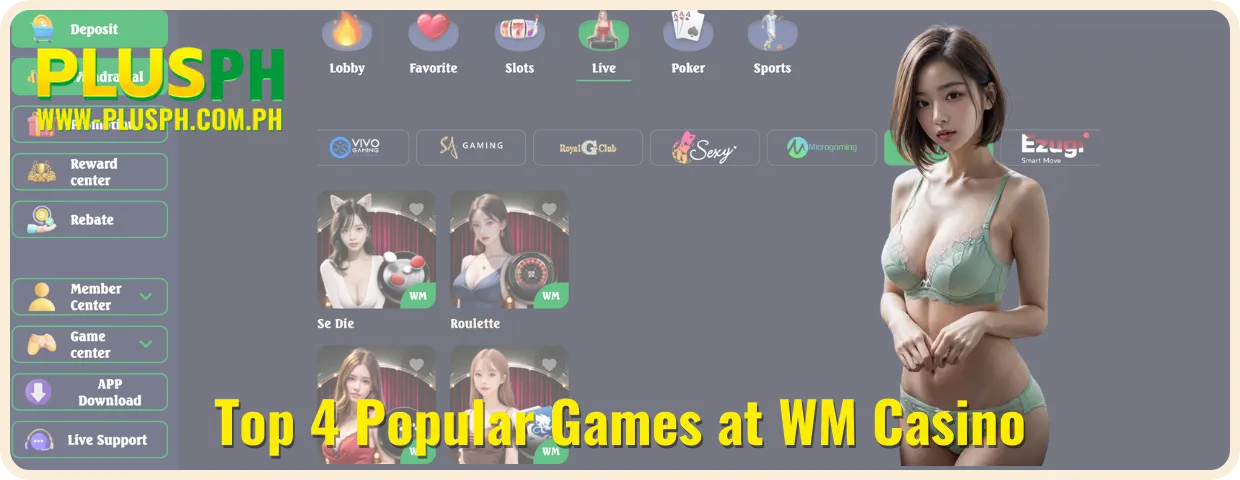 Top 4 Popular Games at WM Casino